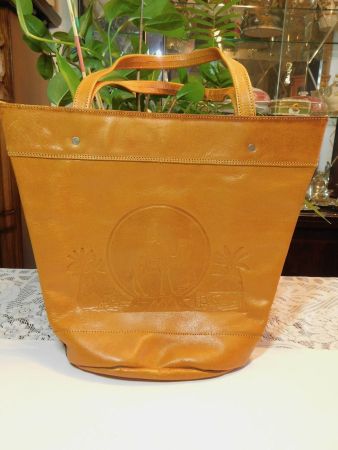 Vintage Tasche. Leder /Kamel /Safari Muster rar