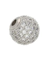 Metallperle mit Cubic Zirconia Micro Pavé – 8 mm – Platin