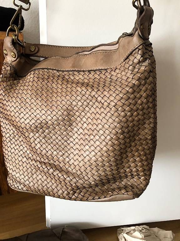 Borse da donna: Ledertasche in Flechtoptik, schlammfarbig – Usato da Zürich venduto da zuerich8032