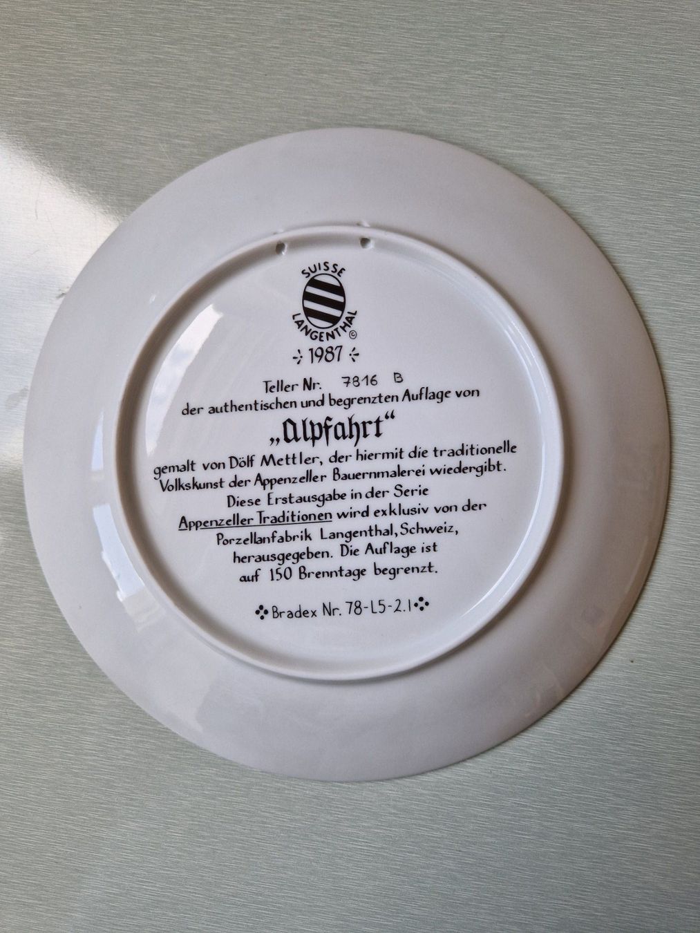Teller: Bradex Wandteller "Alpfahrt" von Dölf Mettler – Gebraucht aus Münchenbuchsee von Aare22 1