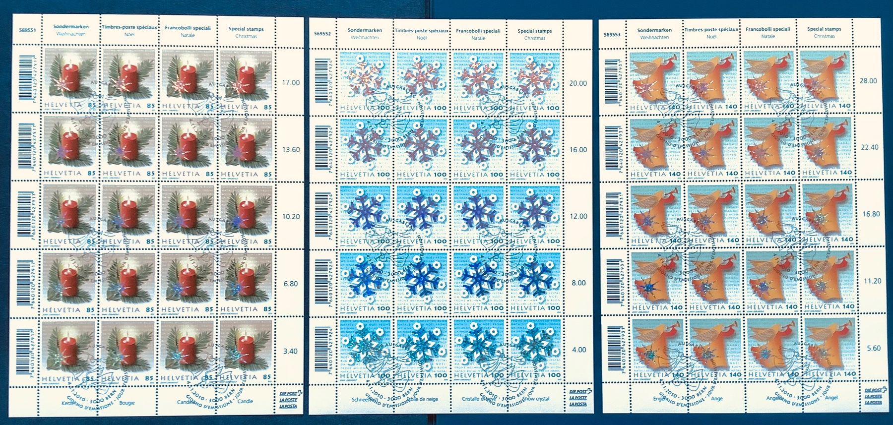 Alle Briefmarken: 2010 / Schweiz Weihnachten Bogensatz ET – Neu (gemäss Beschreibung) aus Liestal von Skunk02