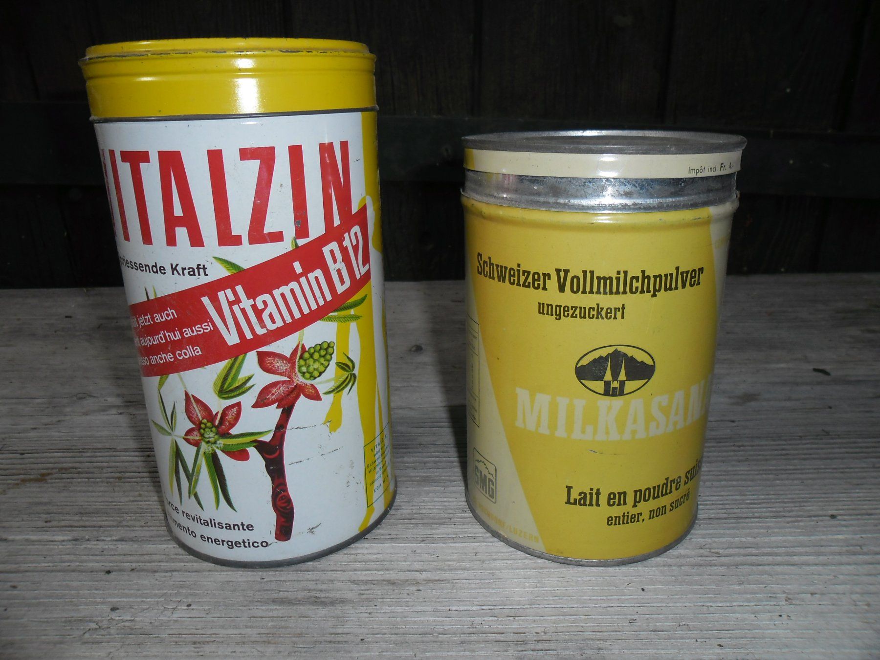 Tutte le decorazioni: 2 Stk. Blechbüchsen – Usato da Würenlos venduto da Beabuschi