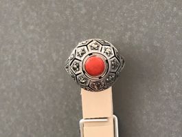 Jugendstil KORALLE Markasiten Ring Rg51 feinst gearbeitet