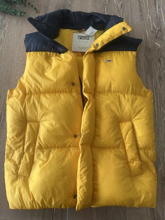 ☀️Tommy Jeans Herren-Gilet Gr.S Gelb/Navy 💛💛💙