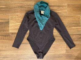 Talia Millarca Body aus Wolle langarm grau blau Gr. 40