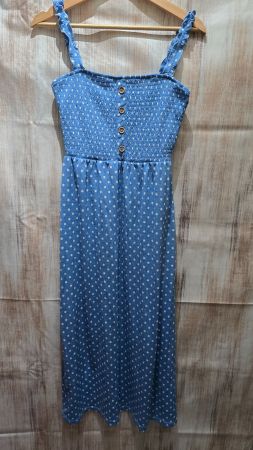 🎉 ONLY Polka-Dot Sommerkleid - S - Blau / Weiss