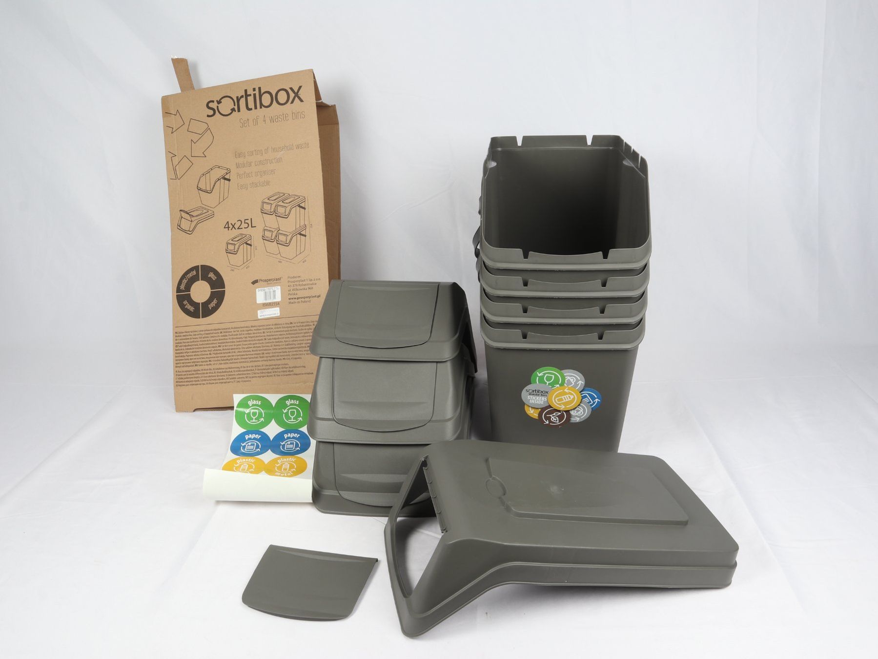 Cestini per rifiuti: PROSPERPLAST Sortibox 20L 4er Set. – Nuovo (secondo la descrizione) da Steinen venduto da Restwert_Steinen