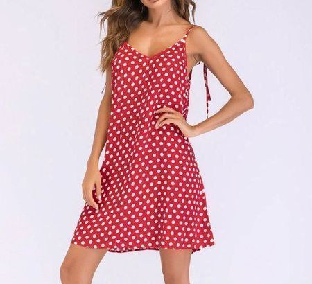 NEUES leichtes Kleid rot-weiss Polka dot Gr. M - 801140