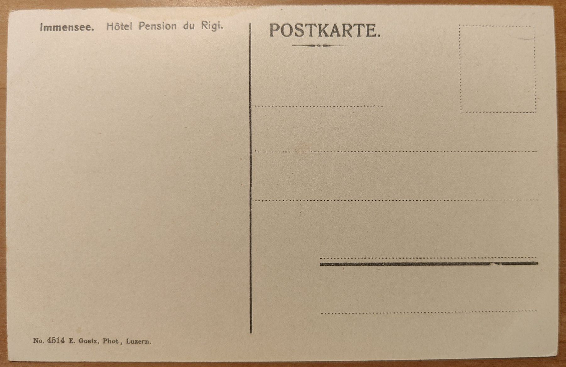 Ansichtskarten: Immensee Hotel Pension du Rigi um 1910 – Gebraucht aus St. Erhard von Chaeferli6 1