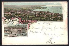 Litho Rorschach, Teilansicht, Bahnhof un