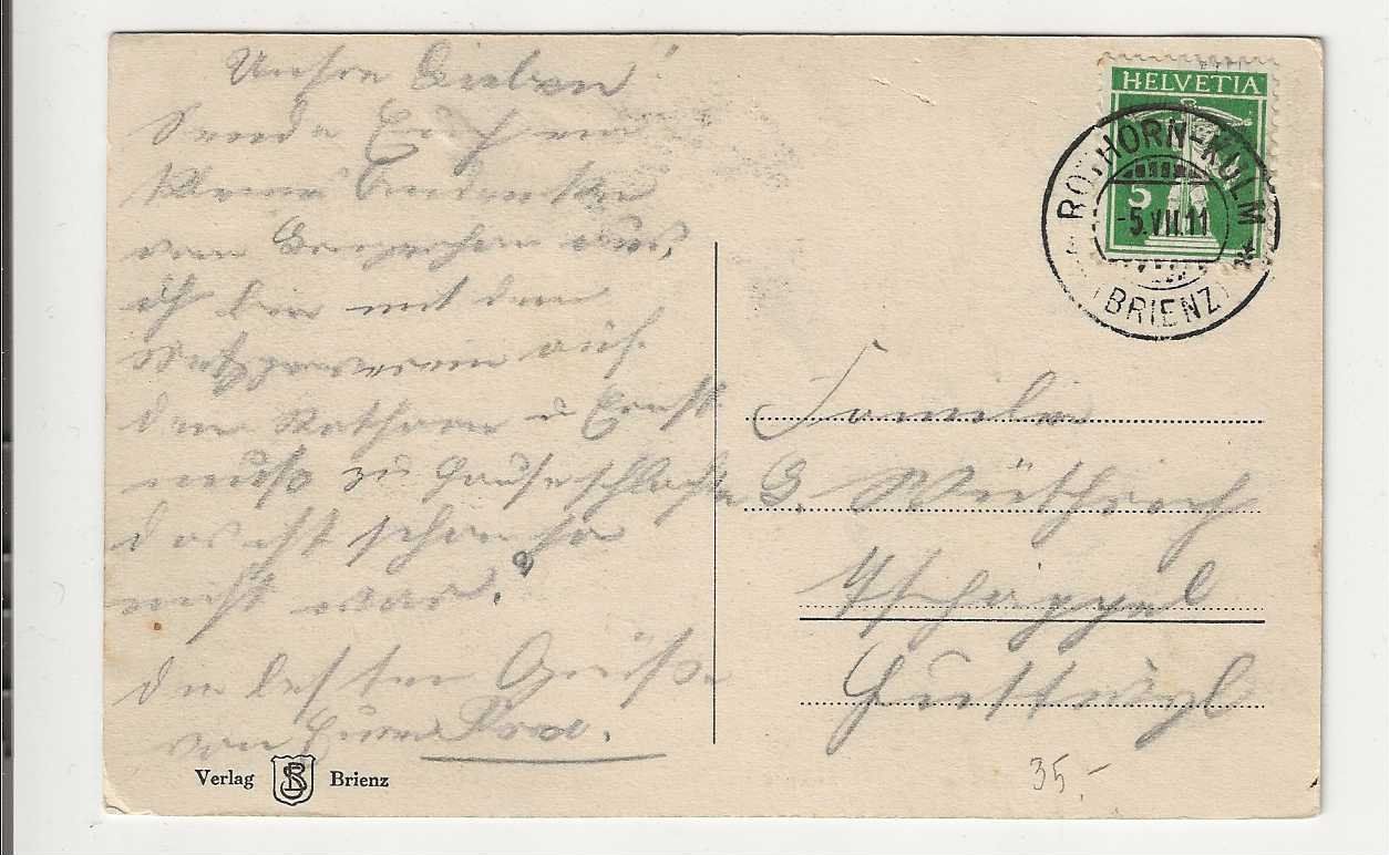 Cartoline postali: Brienzer-Rothorn-Bahn, 1911 – Usato da Spiez venduto da Niesen20 1