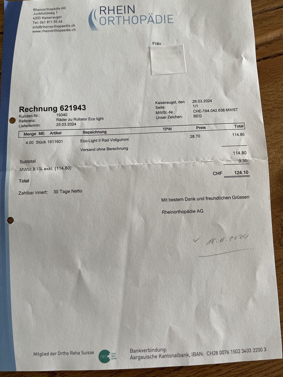 Ausili per la deambulazione: Rollator Eco- Light ll /Gehhilfe inkl 2 neuen Reserverädli – Nuovo (secondo la descrizione) da Zufikon venduto da lea050 7