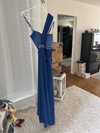Festliches Abendkleid, Grösse 38, königsblau, mit Steinchen 
