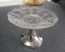 Retro Anbietschale, Sockelschale, Sockel Metall Chrom-Optik