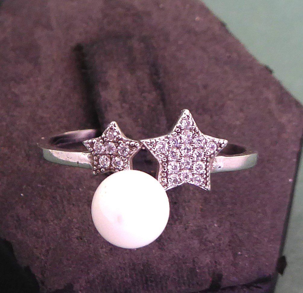 Anelli: Ring 925 Silber mit synthetischen Steinchen und Perle – Usato da Muri AG venduto da silvermouse007 1