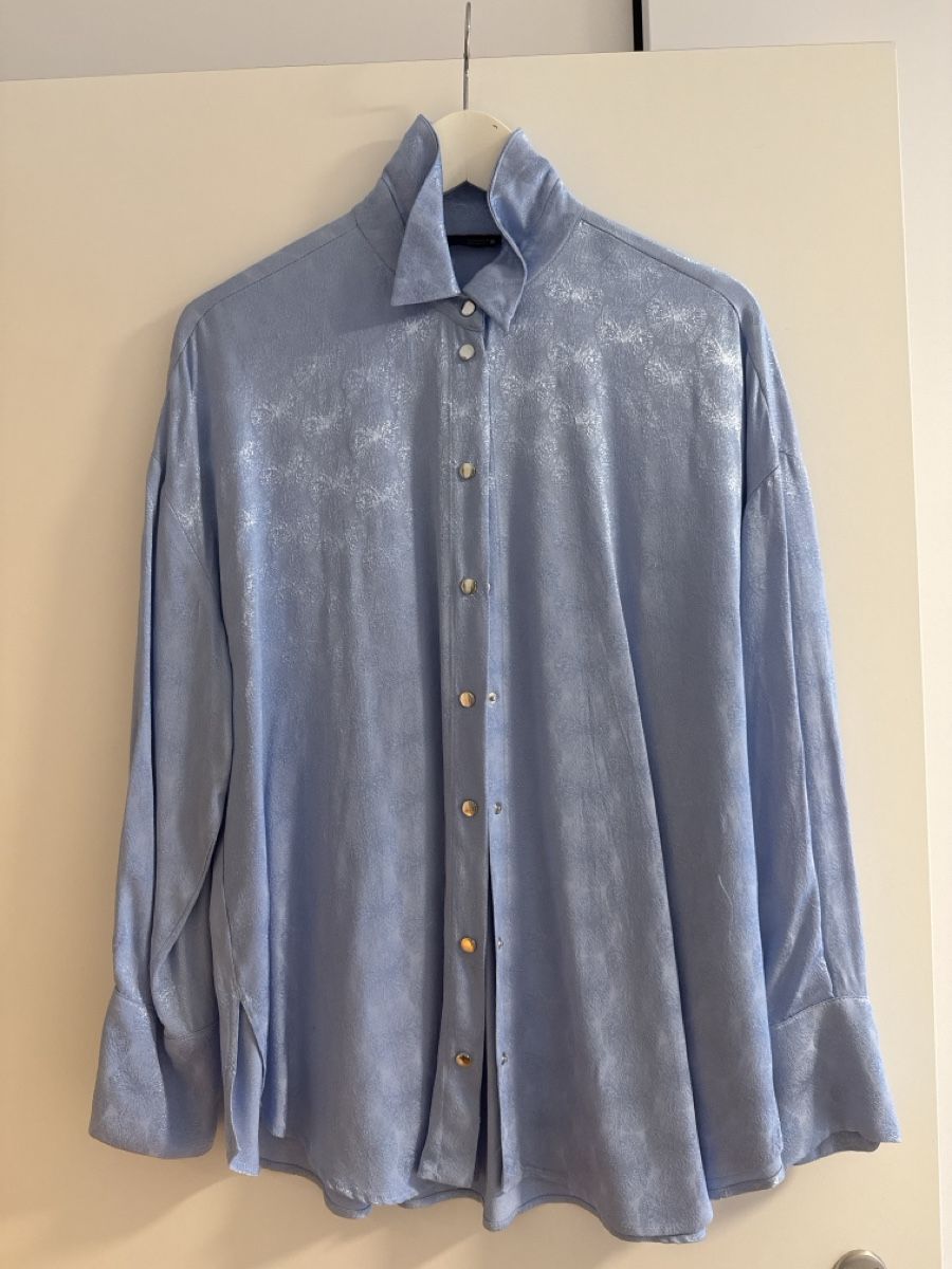 Zara Camicette: Zara Damen Bluse, hellblau, Gr. S, – Nuovo (secondo la descrizione) da Thalwil venduto da sam_7s85 1