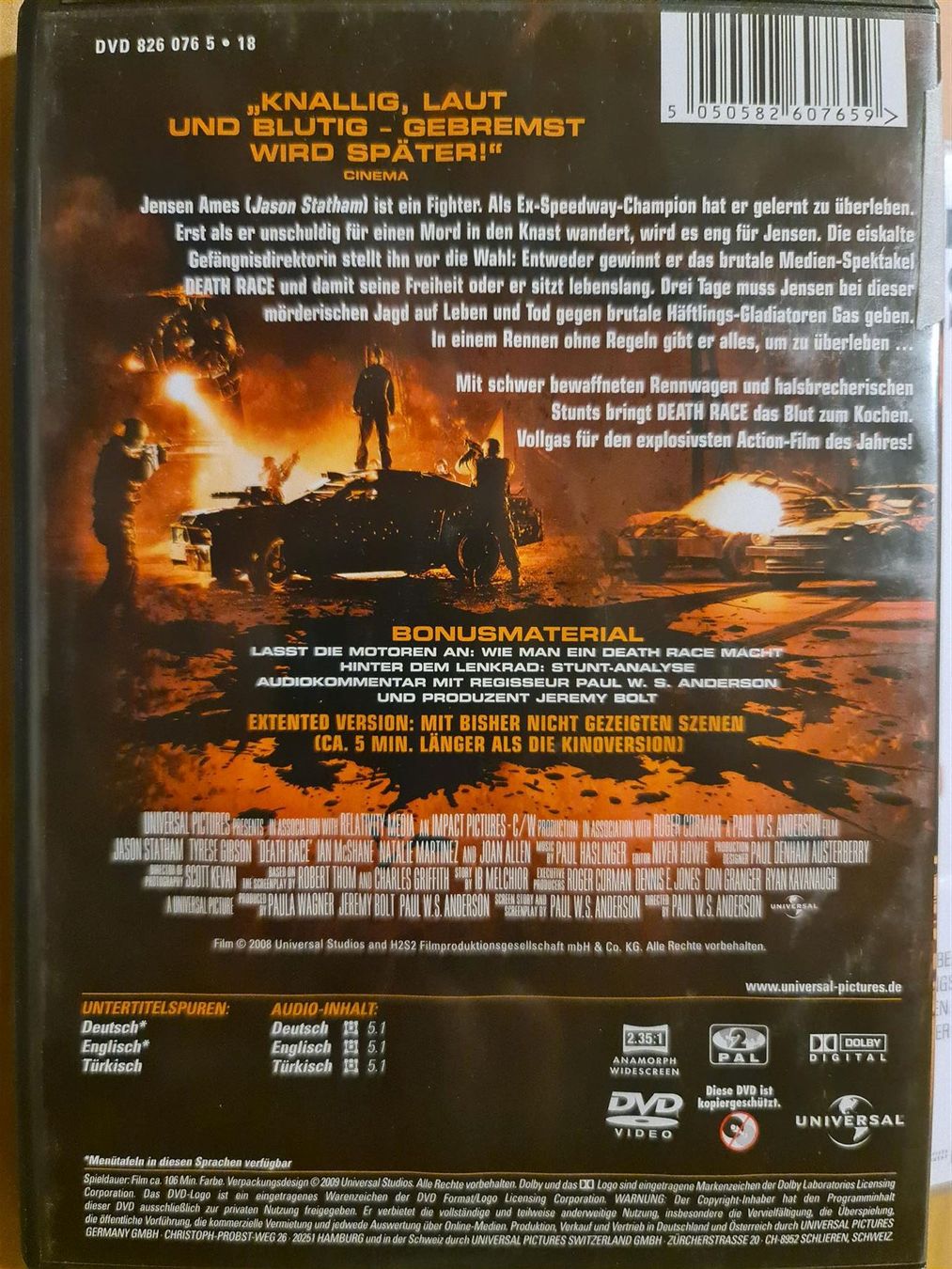 Tutti i DVDs: DVD Death race - extended version – Usato da Dintikon venduto da Vexi 1