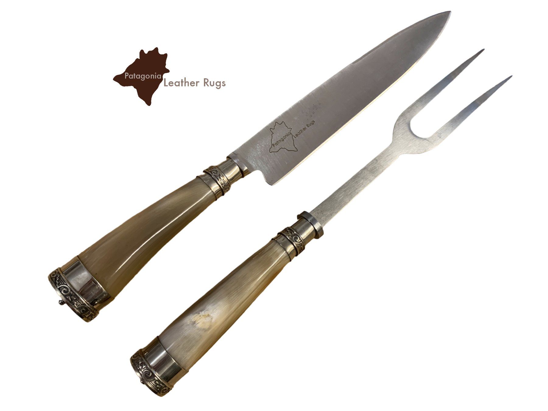 Bestecksets: Tranchierset mit Fleischmesser und Fleischgabel mit Kuhhorn – Neu und originalverpackt aus Arbedo von patagonialeatherrugs 3