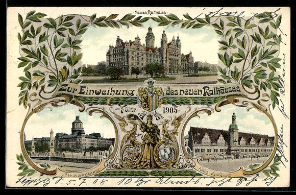 Cartoline postali: Leipzig, Pleissenburg, Neues Rathaus, Al – Usato da Berlin venduto da bartko-reher