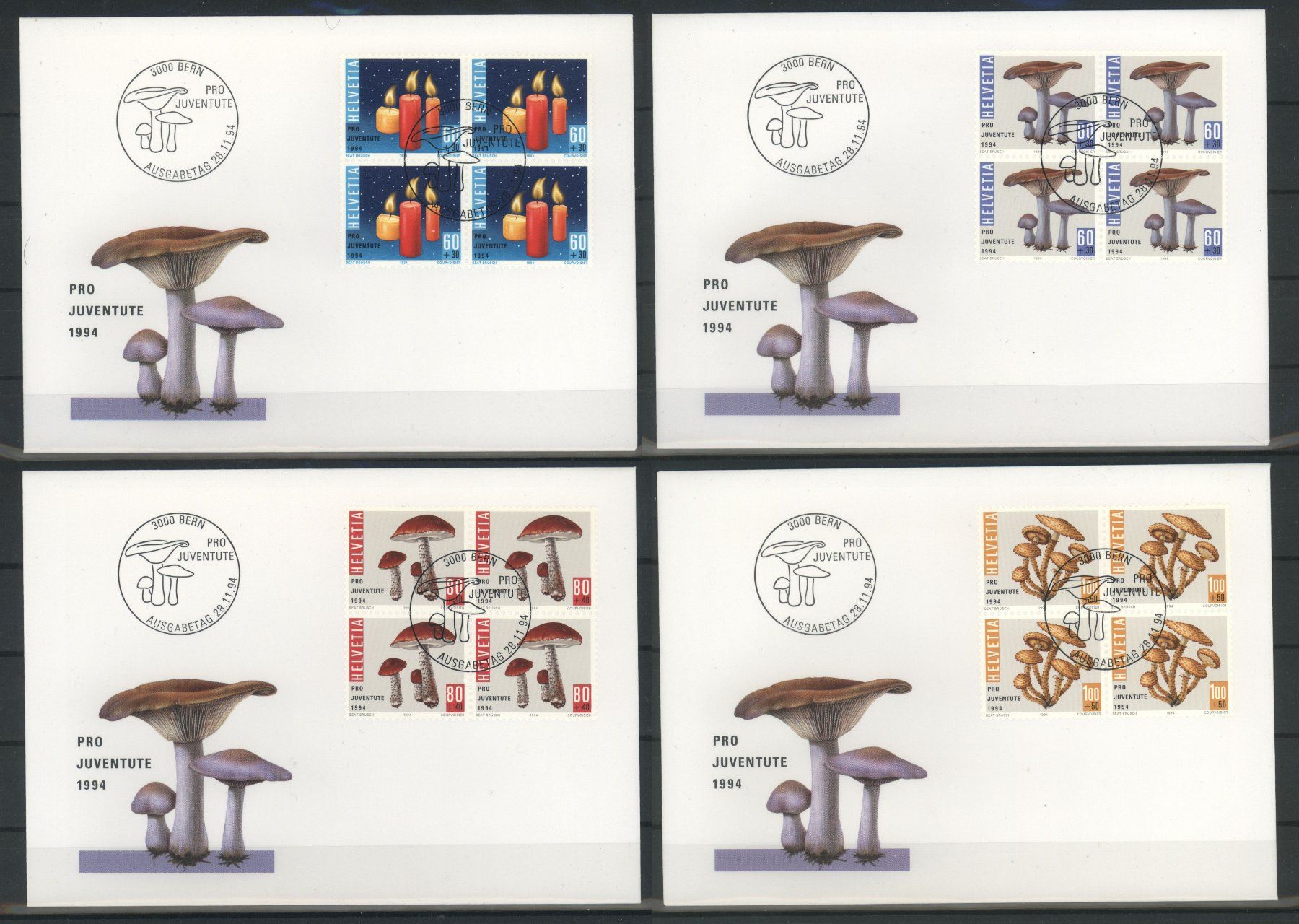 Tutti i francobolli: 1994, FDC, Pro Juventute, Viererblöcke – Usato da Willisau venduto da Vollstempel