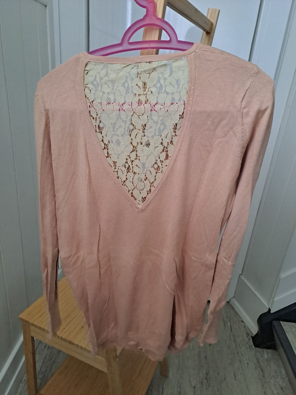 Giacche: Damen Strickjacke Grösse M/L rosa mit Spitze – Usato da Rickenbach LU venduto da bishiida 2