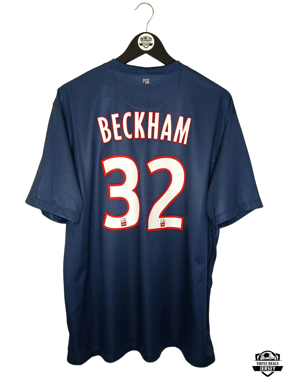 Nike Canottiere & Pantaloni: BECKHAM #32 Original PSG 2012-13 Home Trikot – Usato da St-Léonard venduto da SwissDealsJersey