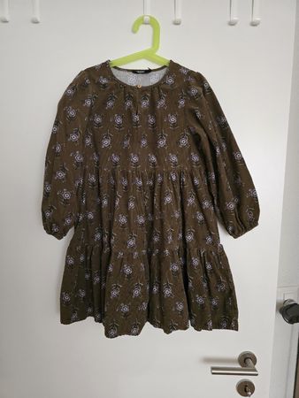 Brown Corduroy Dress Size 8 Floral Print Autumn Vibes