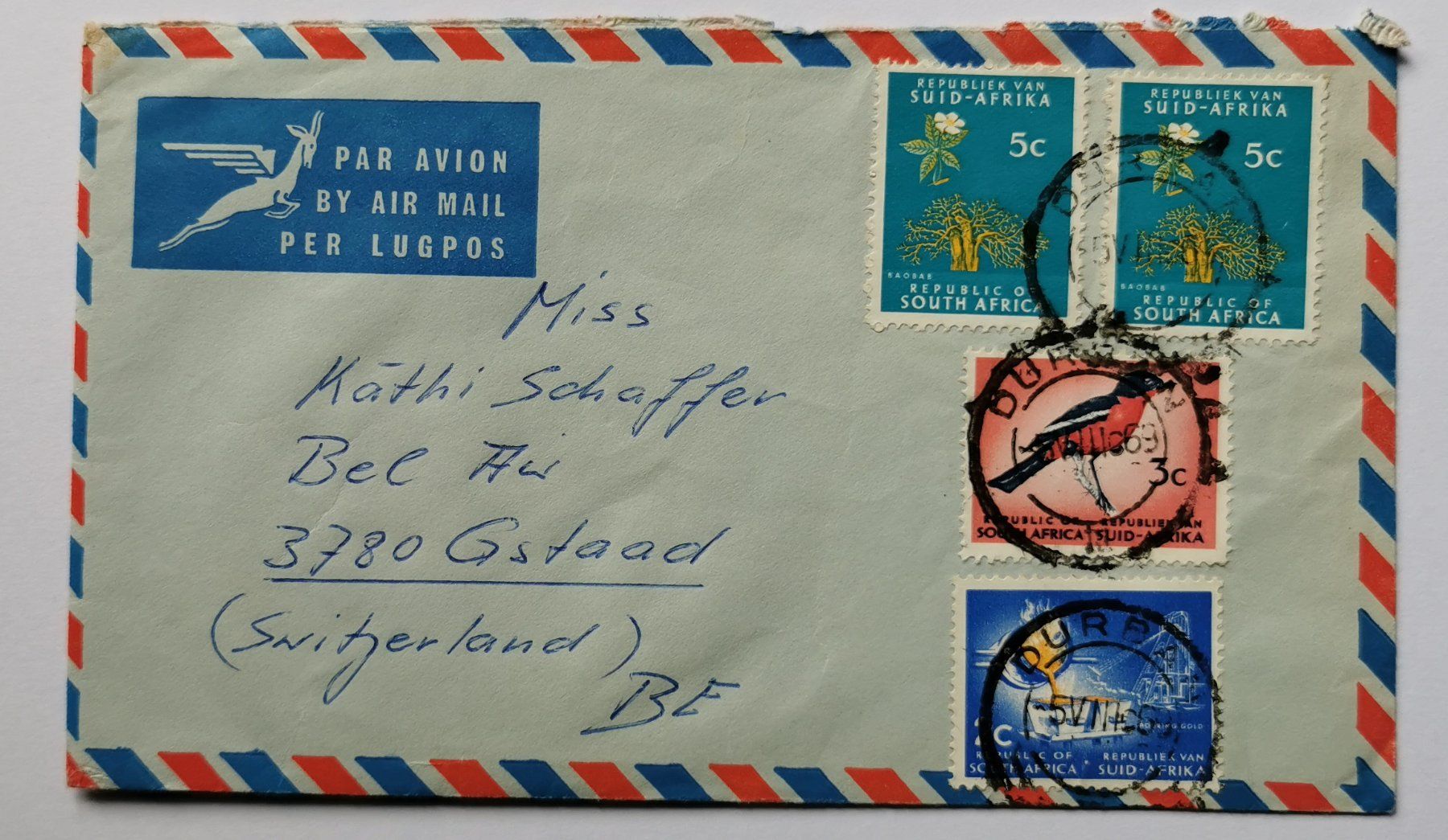 Tous les timbres: Süd-Afrika-Beleg 1969 – D'occasion à Aadorf par Chnorli-Furz