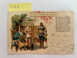 Alte Postkarte Jung Werner beim Grafen H.W. Carl Küstel 1899