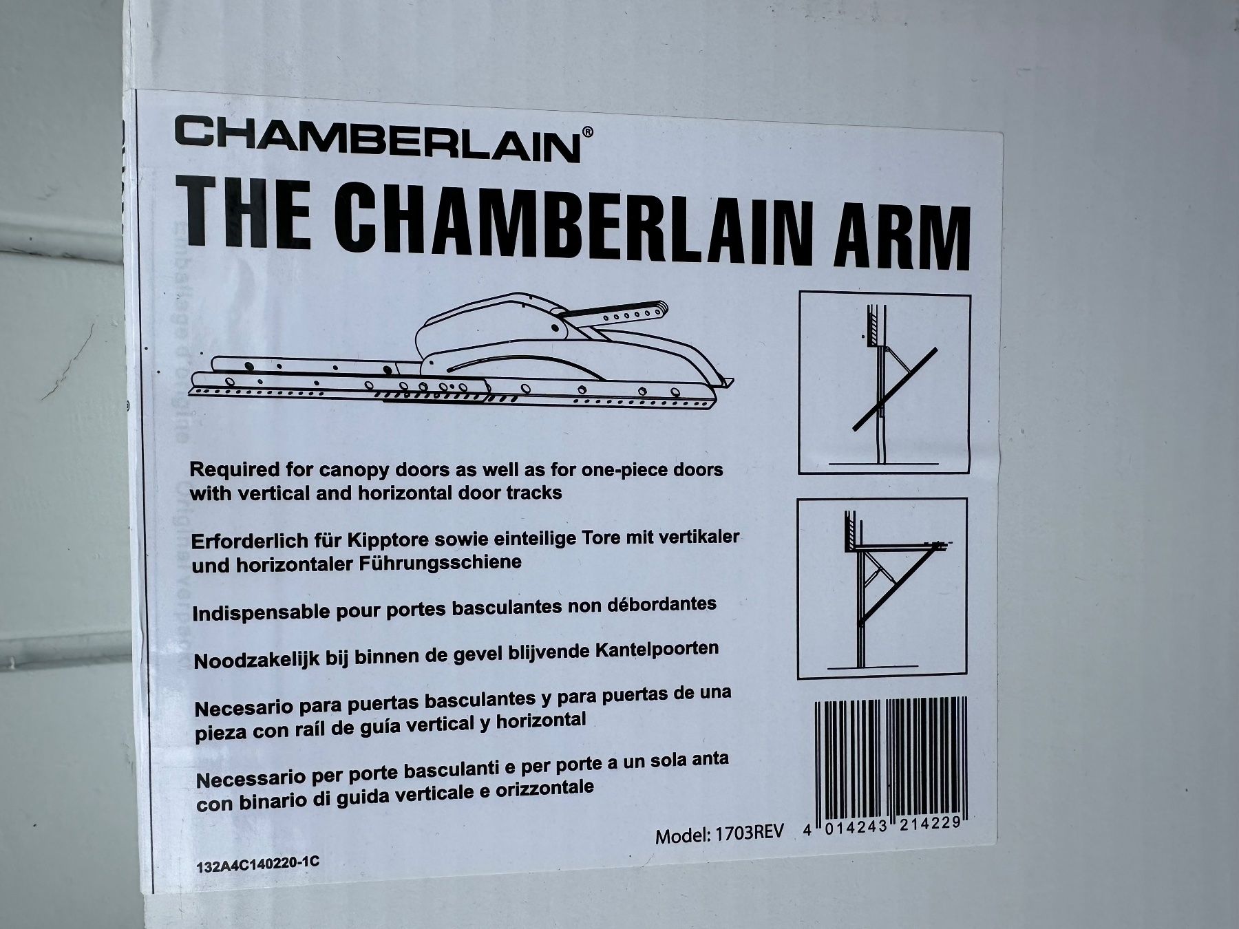 Sonstiges Elektromaterial: Chamberlain Canopy-Arm / Kurvenarm 1703REV – Neu und originalverpackt aus Zürich von Mas7