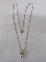 Halskette mit Perle und Zirkonia 925 Silber guter Zustand