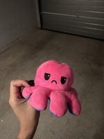 Peluche pieuvre réversible bleu rose bon état