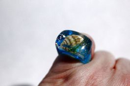 Vintage Space-Age - Ring mit Muschel, Seestern, Seeigel, usw