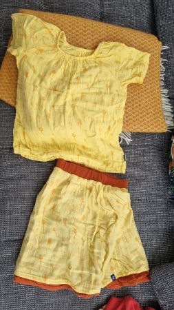 Rock und Shirt 128-134 gelb braun Jako-o neu