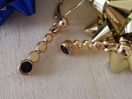 1P. 14Kt. Gelbgold Ohrhänger mit echten Saphiren
