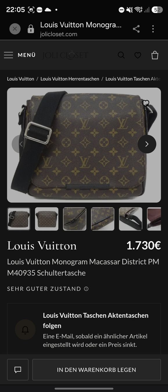 Louis Vuitton Taschen: Louis Vuitton District PM Umhängetasche Monogram Macassar – Gebraucht aus St. Gallen von heartbug 9