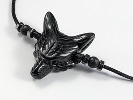 Obsidian Wolfskopf Kette - Wolf Anhänger