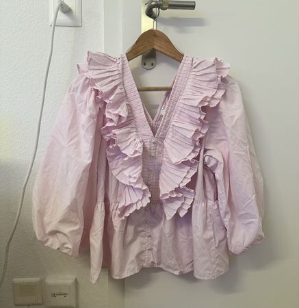 YAS-Bluse, rosa, Grösse M 40, Rüschenärmel