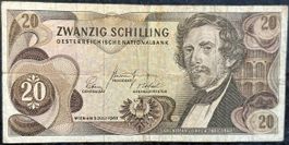 ZWANZIG Schilling Banknote von 1967, Österreichisches Geld.
