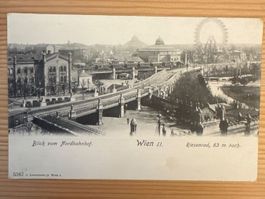 Antike Ansichtskarte, Blick vom Nordbahnhof, Wien, Riesenrad