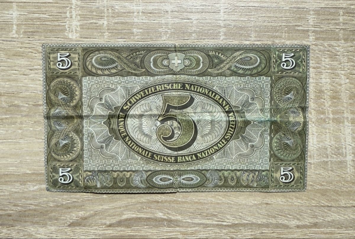 Banconote: Schweizer Banknote Fünf Franken 1952 – Usato da Inwil venduto da TheSwissEagle