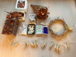 Deko Material Glas Steine Muscheln  exotische Früchte Kranz