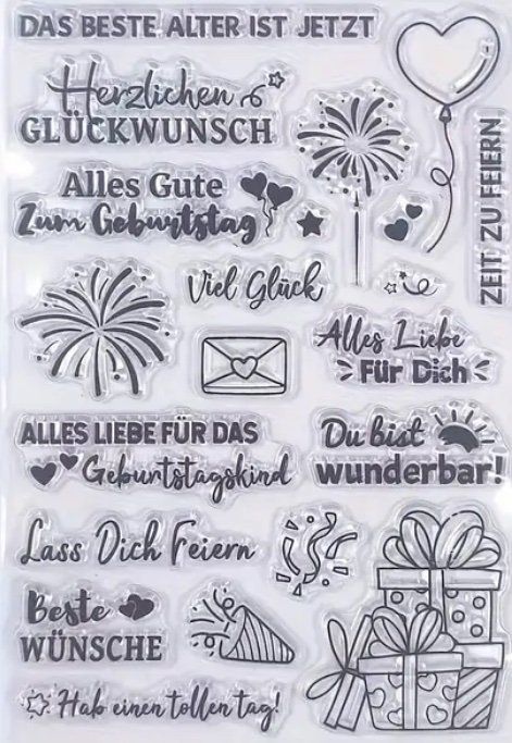 Timbri: Silikonstempel Geburtstag / Du bist wunderbar – Nuovo e nell'imballaggio originale da Kaltbrunn venduto da schere-stein-papier