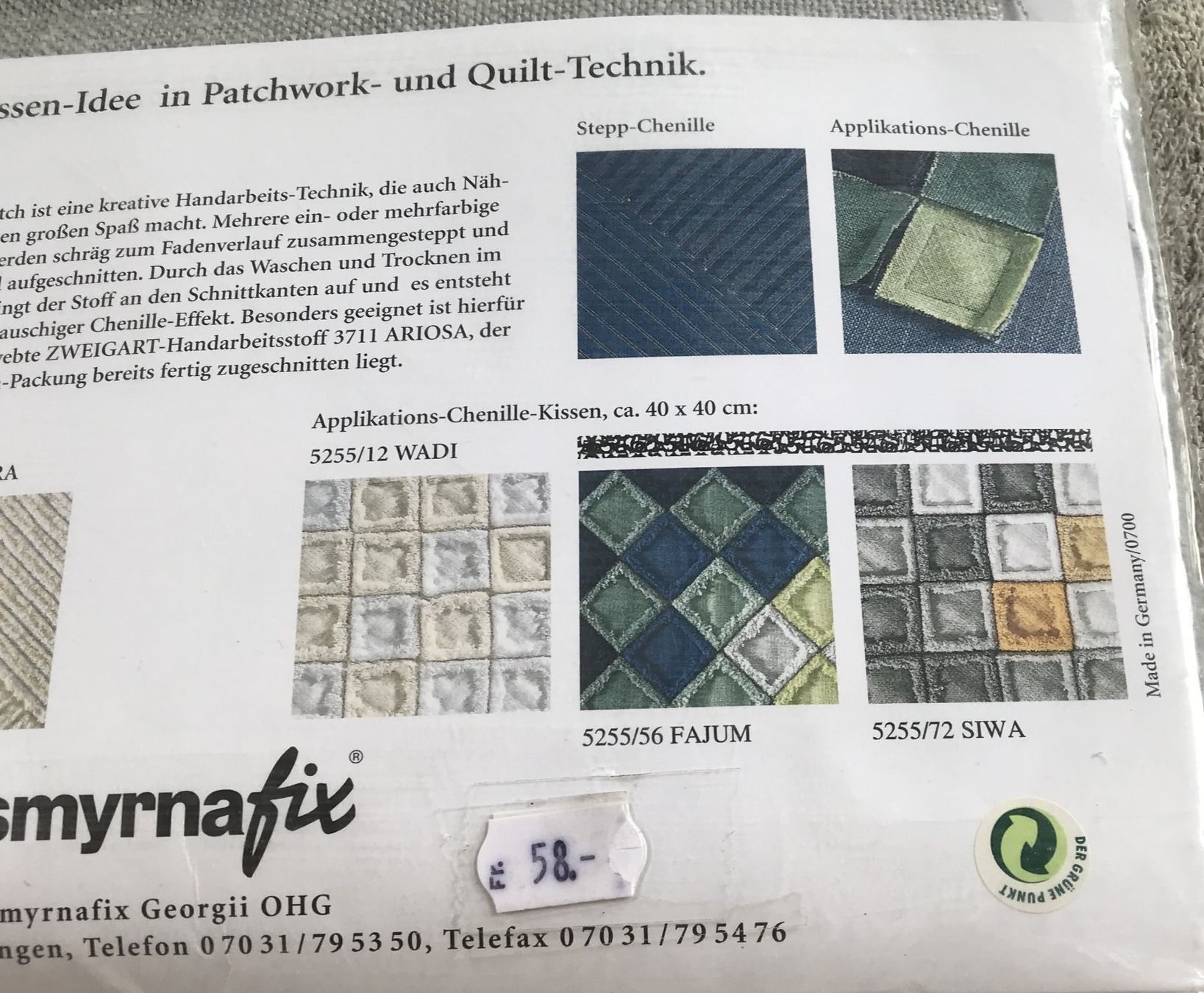 Kit bricolage: PATCHWORK CHENILLE PATCH NEU & ORIGINALVERPACKT – Nuovo e nell'imballaggio originale da Ostermundigen venduto da wini63 3