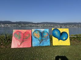 3 Bilder Heart, Acryl auf Stoff, Thomas Haiberger FRAGILEART