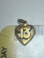 Herz Anhänger mit Zahl 13 Gold 750 0.84 Gramm