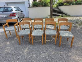 Stühle Holz/Gewebe Set 8 Stk u 1 lehne guter Zustand