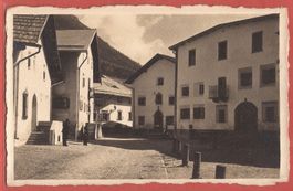 Bündner Häuser im Engadin wo? ev. Bevers ? Fotokarte 1921