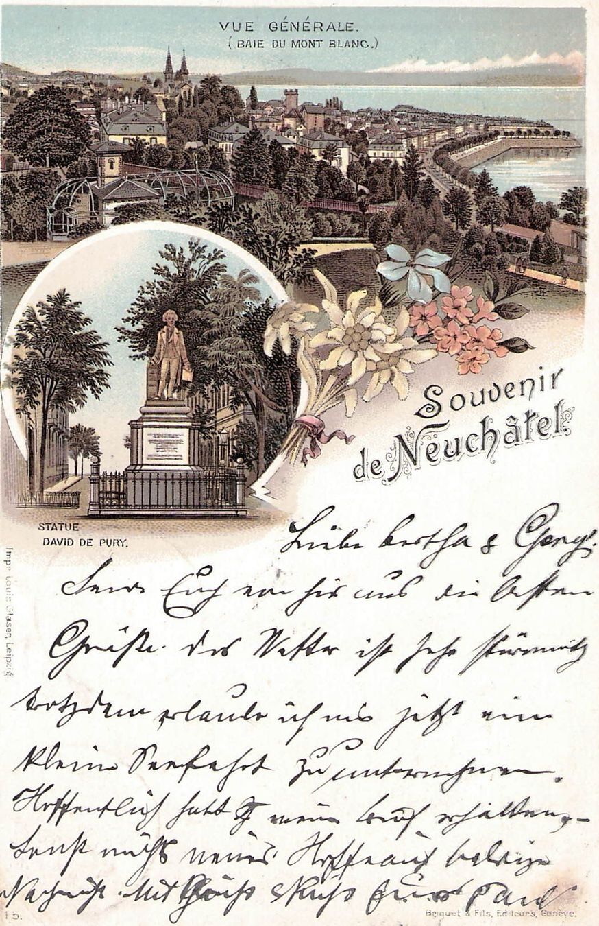 Cartoline postali: -Litho Souvenir de Neuchâtel , 1896 – Usato da Reichenburg venduto da Pipo-67