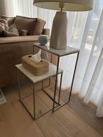 Beistelltisch Set 2-teilig Marmor Metall gold